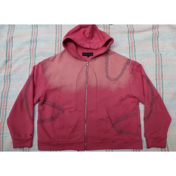 WHO DECIDES WAR Windowed Zip Up Pink Hoodie - Sold Out- $350 - Picture 2 of 9